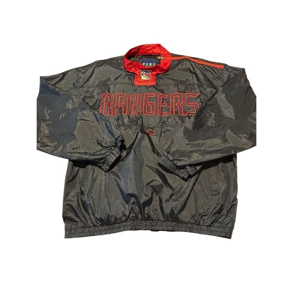 Vintage New York Rangers Hockey Men’s Pullover Windbreaker Top Embroidered Sz L